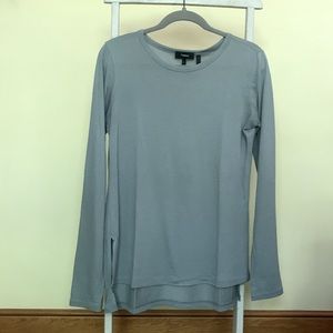 Theory top Women's S Ailer long sleeve gray cotton blend crew neck